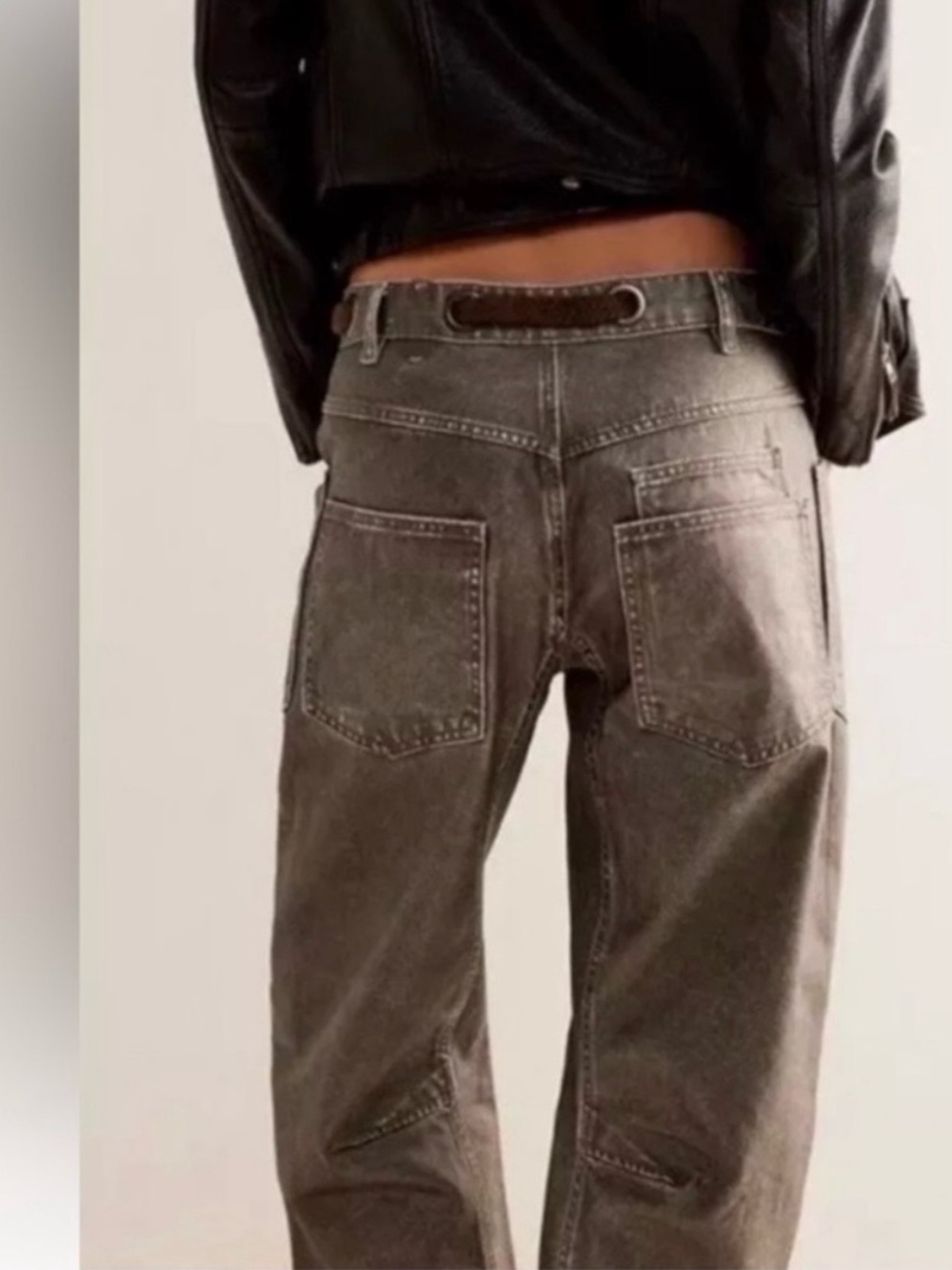 NWOT! Free People We The Free Moxie Metallic Low Slung Barrel Jeans - Picture 4 of 4